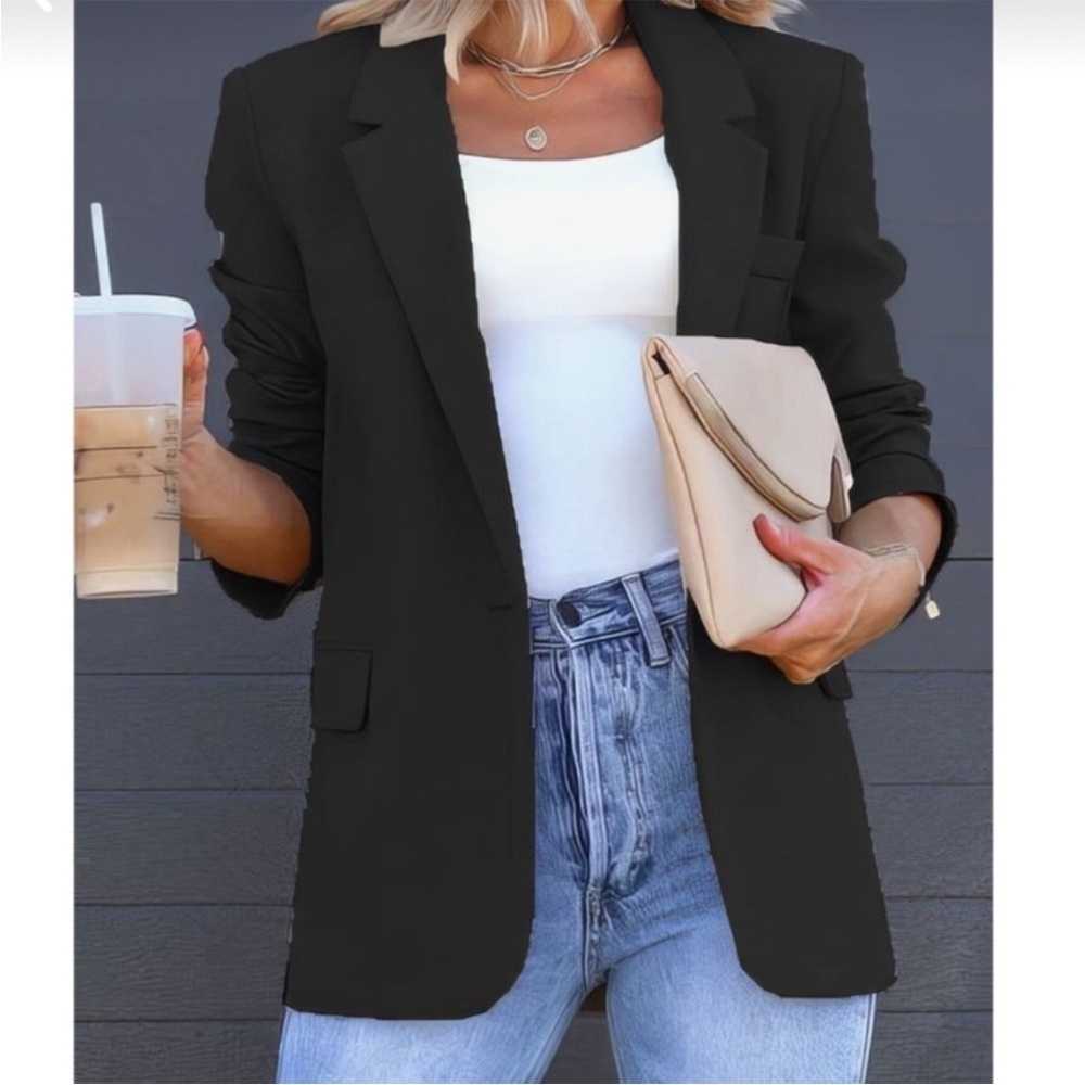 Norma Kamali single breasted blazer black size 4 - Picture 2 of 11